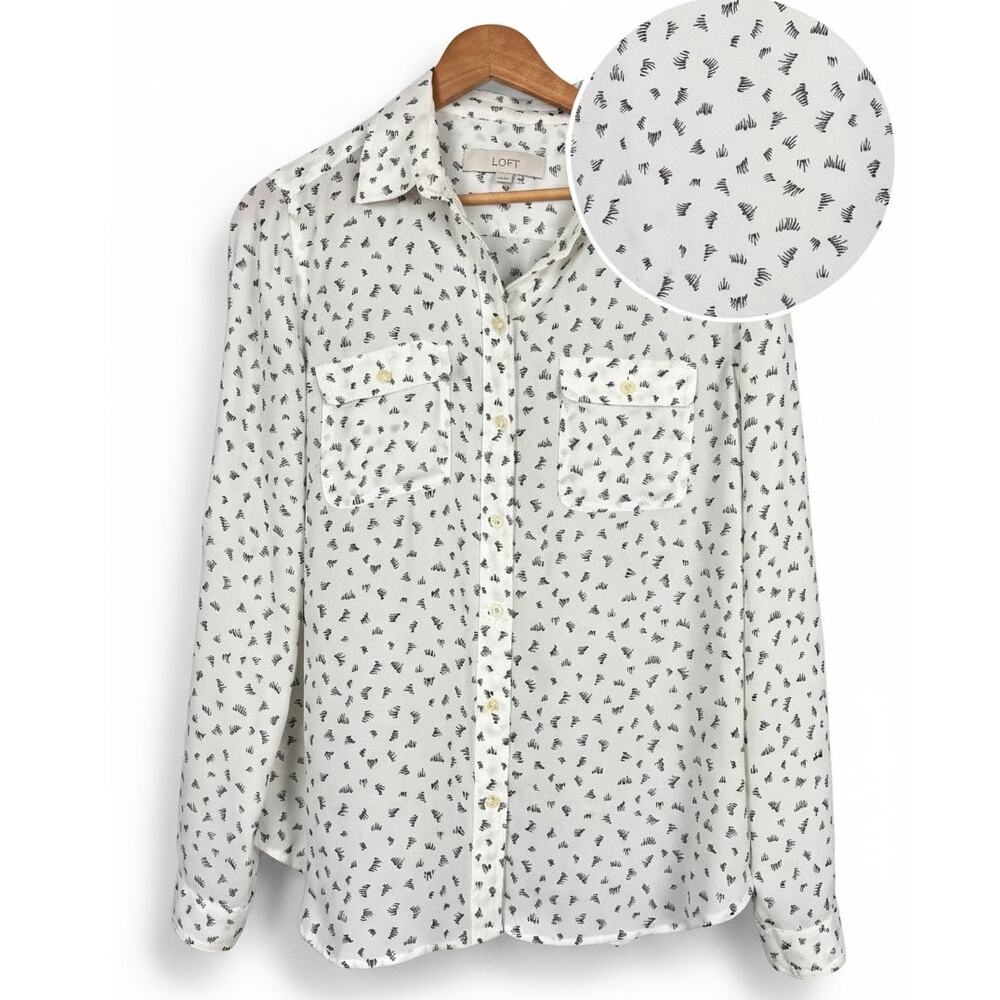 Loft Womens S Minimalist Career Artsy Novelty Preppy Whimsical Eyelash Blouse
